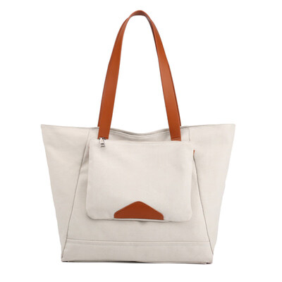 

2PcsSet Large Capacity Women Casual Canvas Zip Tote Shoulder Handbag Clutch Bag