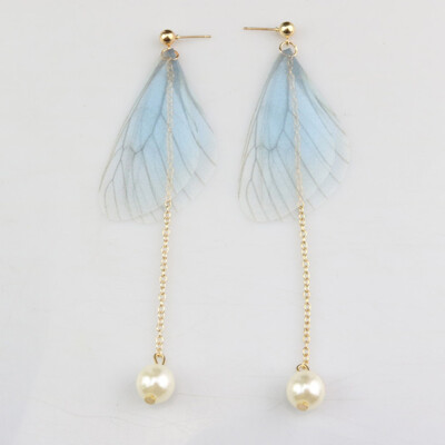 

Wing Dangle Chandelier Venetian Pearl Drop Long Gold Chain Hook&Stud Earrings UK