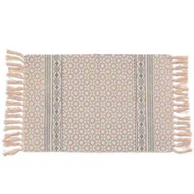 

Gobestart Bohemian Hand-woven Cotton Linen Plant Printing Dyeing Decorative Mat 60X90CM