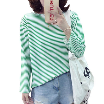 

Women Casual O Neck Striped Print T Shirt Long Sleeve T-Shirt harajuku autumn Tshirt befree camiseta feminina