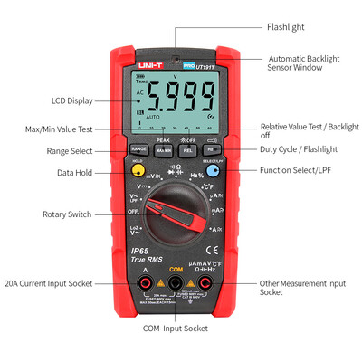 

UNI-T UT191T True RMS Multimeter IP65 waterproofdustproof Professional Digital Multimeter Temperature LoZ Voltage Measurement