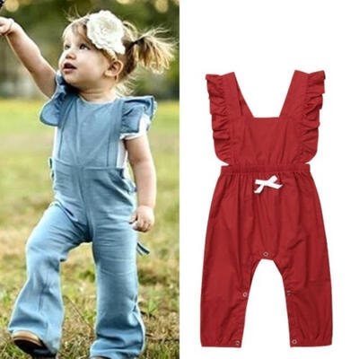 

Casual Baby Girl Kids Ruffle Romper Overalls Long Pants Outfit Jumpsuit 0-24M