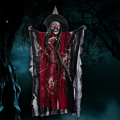 

Halloween Prop Hanging Ghost Witch Scary Voice Haunted House Bar Party Home Decoration 63x38cm