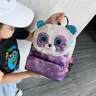 

Panda sequins animal schoolbags cartoon girls cute kindergartens baby backpacks childrens shoulder bags 1-3-5 year tide