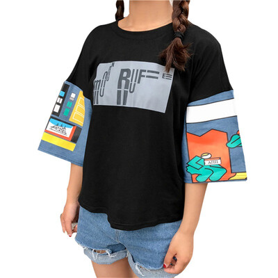

Print Female T-shirt White Cotton Women Tshirts Summer Casual Harajuku T Shirt Femme Top