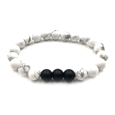 

1Pc New Fashion Natural White Pine Stone Black Volcano Couple Bracelets In Charm Beads Lovers Bracelets For Men Women