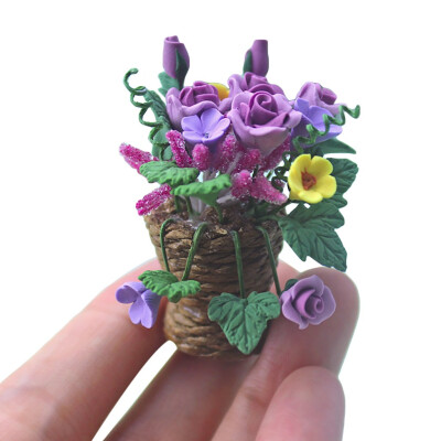 

Siaonvr 112 16 Dollhouse Miniature Scene Model Flower Basket Pretend Play Toy