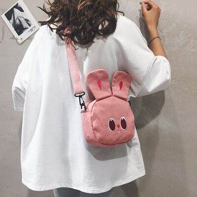 

Small bag female 2019 new Japanese girl cute rabbit bag cute Korean version of the wild canvas shoulder Messenger bag tide