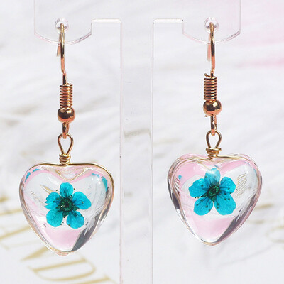 

Cute Dangle Hooks Natural Real Flower Pressed Flower Tear Drop Earrings