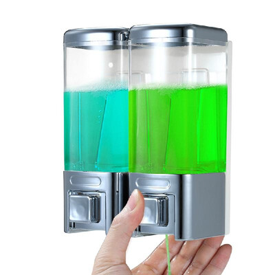 

Shower Dispensers Detachable Large Capacity 2 Chambers Wall Mount Soap Lotion Shampoo Detergent for Home Commercial Uses Kitchen B