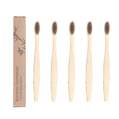 

5Pcs Wooden Toothbrush Eco-Friendly Bamboo Soft Fibre Toothbrush Biodegradable Teeth Brush Solid Bamboo Handle Toothbrush