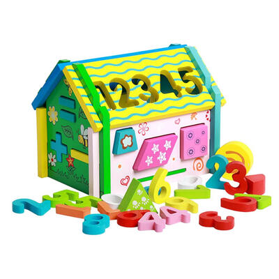 

Wooden House Number Kids Learning Math Toy Educational Building Blocks Gift
