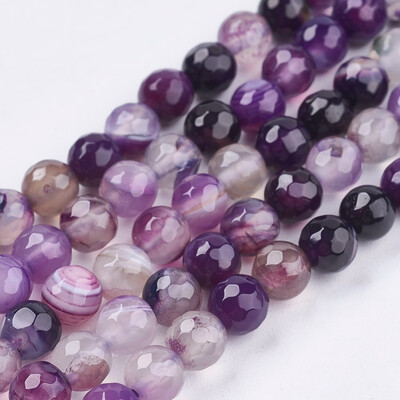 

Natural Madagascar Agate Beads Strands Faceted Round Dyed & Heated Purple 6mm