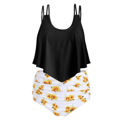 

Roseonmyhand Women Two Pieces Bathing Suits Top Ruffled With High Waisted Bottom Bikini Set