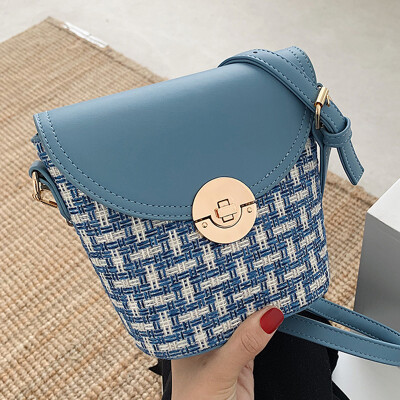 

Plaid bucket bag women 2019 new summer fashion personality shoulder bag Joker mini messenger bag tide