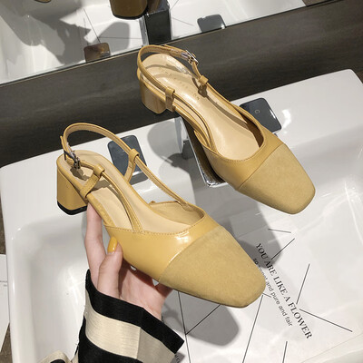 

Ins Tide Sandals Womens Summer Womens Shoes Korean version of Joker Baotou Heavy-heeled Backtrip High-heeled Shoes