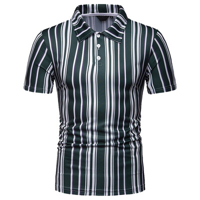 

Tailored Mens Summer Causal Striped Button Printed Stand Collar Short Sleeve Top Blouse