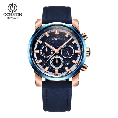 

Augustus OCHSTIN multi-function three-eye calendar multi-function leather mens watch mens watch