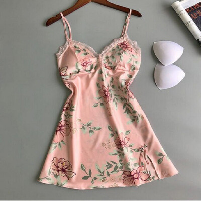 

Womens Ladies Night Dress Nightgown Satin Silk Lace Lingerie Pajamas Sleepwear