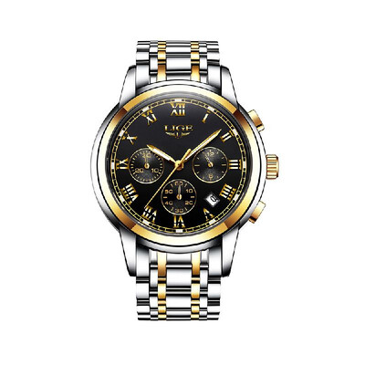 

LIGE 9810 Men Watch Quartz Business Simple Wristwatch Calendar Date Hour Minute Second Display Timer 3ATM Waterproof Fashion Casua