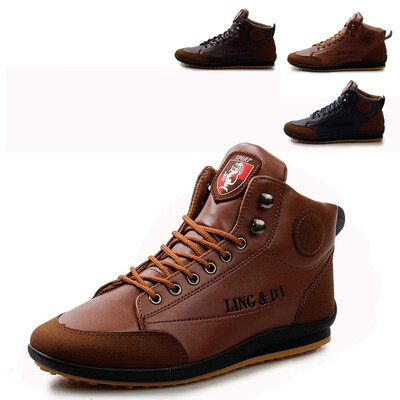 

AliExpress 805 autumn&winter mens boots Korean casual boots English high-top flat boots mens retro mens leather boots Red 4