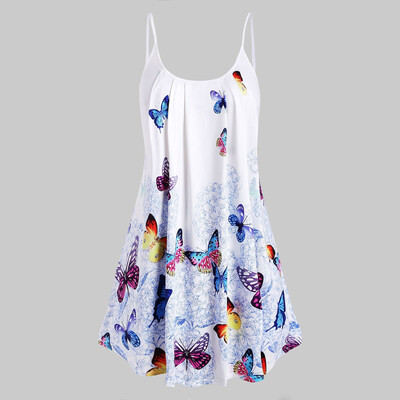 

Roseonmyhand Plus Size Fashion Women Butterfly Printed O-Neck Camis Tops Casual Blouse