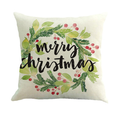 

Tailored Happy Christmas Pillow Cases Linen Sofa Cushion Cover Home Decor Pillow Case