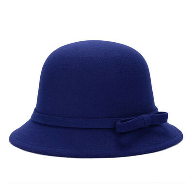 

Ladies Wool Cloche Hat Womens Flower Floral Bow Winter Soft Warm Bell Bucket Cap