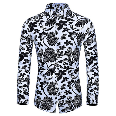 

Tailored Mens Casual Printing Colorful Slim Long Sleeve Dress Shirt Blouse Tops