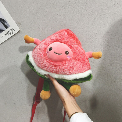 

2019 new wave casual fashion plush toy girl messenger bag cartoon cute child fun fruit shoulder bag