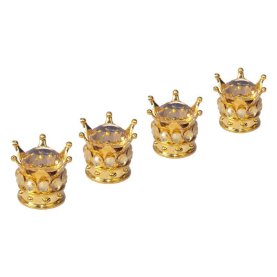 

Tailored 4Pcs Chrome Gold Crown Bling Diamond TireWheel Stem Caps Car Truck