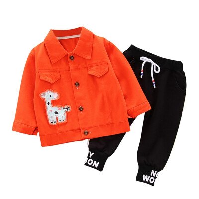 

Autumn Set Baby Boys Girls Long Sleeve Cartoon Print Jacket CoatPants Trouser Costume Casual Set