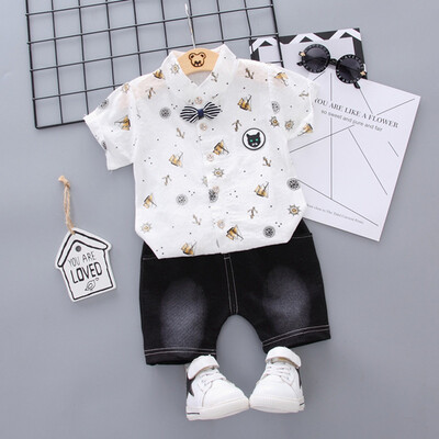 

Kids Cotton Clothes Summer Baby Boys Short Sleeve Floral Print Tops Blouse T-shirtShorts Children Casual Outfits Sets