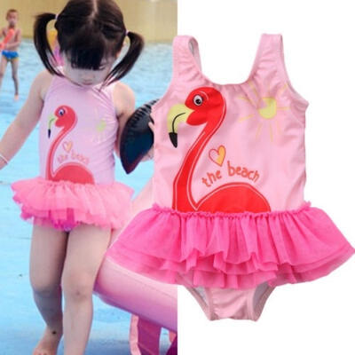 

Lovely Toddler Kids Baby Girl Swan One Piece Swimsuit Ruffles Swimwear Beach Wear Bathing Suit
