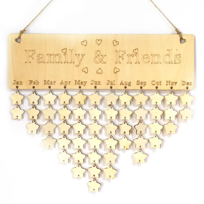 

Wooden Calendar Board Sign Family Celebration&Birthday Reminder DIY Wooden Craft for Home Decoration