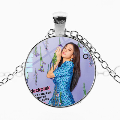 

KPOP BLACKPINK Simple Time Gemstone Necklace Super Cute HD Picture Printing Pendant Necklace Boys Girls Hot Gifts for Fans