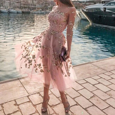 

〖Follure〗Fashion Women Sexy Strapless Foral Printed Sequined Long Sleeve Party Dress