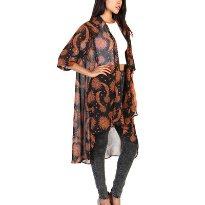 

Toponeto Women Floral Print Chiffon Loose Shawl Kimono Cardigan Top Cover up Shirt Blouse