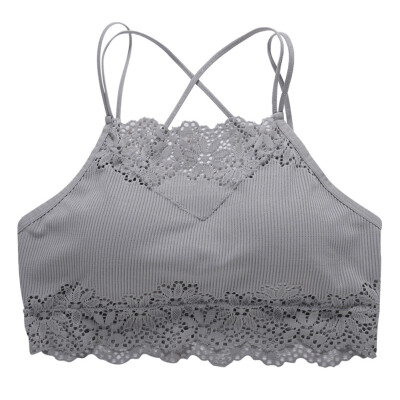 

EFINNY Solid Lace Hollow Bras Backless Lace Padded Tube Tops Wire Free Female Underwear Sexy Wrapped Chest Comfort Sleep Bras