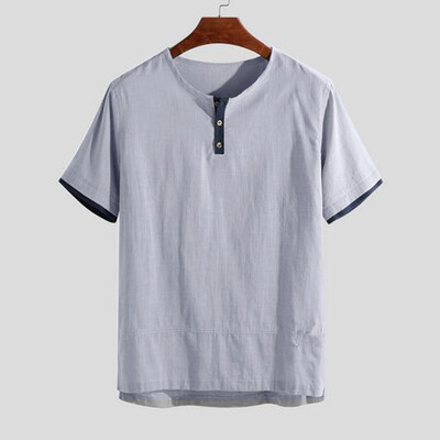 

Toponeto Mens Summer New Style Fashion Pure Cotton And Hemp Short Sleeve Comfortable Top
