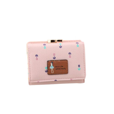 

Tailored Korean Cute Three layer package Leather Slim Mini Wallet print wallet