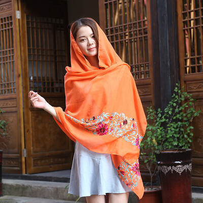 

2018 summer new cotton&linen embroidery scarf Nepal retro national wind shawl sunscreen beach towel