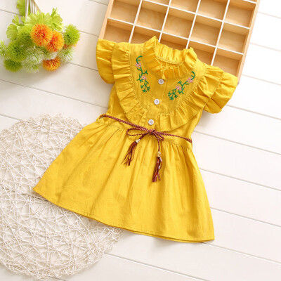 

Toddler Baby Kids Girls Ruffles Ruched Floral Skirt Princess Dresses Clothes