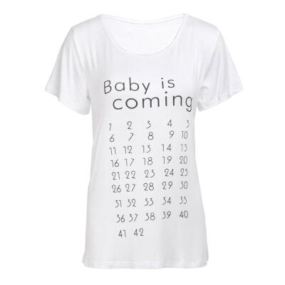 

Women Letter Print Short Sleeve T-Shirt Cotton Summer Loose Plus Size Tee