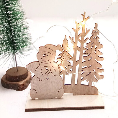 

1Set Wood Crafts Christmas Santa Claus&Snowman Wooden Ornaments For Home Decor