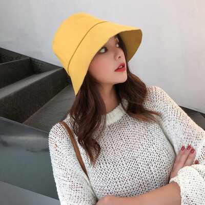 

Tailored Women Solid Fisherman Cap Sunscreen Hat Foldable Beach Hat