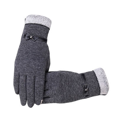 

Winter Warm Keeping Outdoor Screen Touch Gloves Women Ridding Skiing Velvet Bowknot Gloves