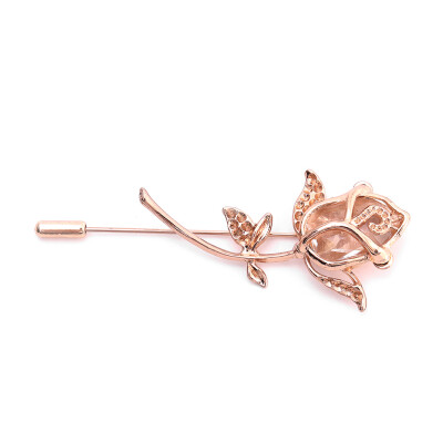 

1PC Rose Flower Brooch Pin Rhinestone Alloy Gold Brooches Birthday Gift Garment Accessories Men Women Brooches For Wedding