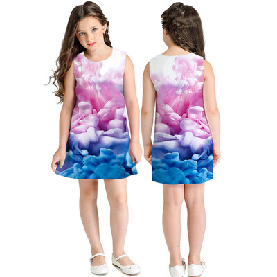 

Teen Toddler Kid Girl Summer Sleeveless 3D Print Cartoon Dresses Casual Clothes