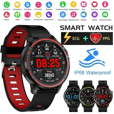 

L8 Waterproof IP68 ECG Blood Pressure Oxygen Monitor Smart Watch Sports Bracelet